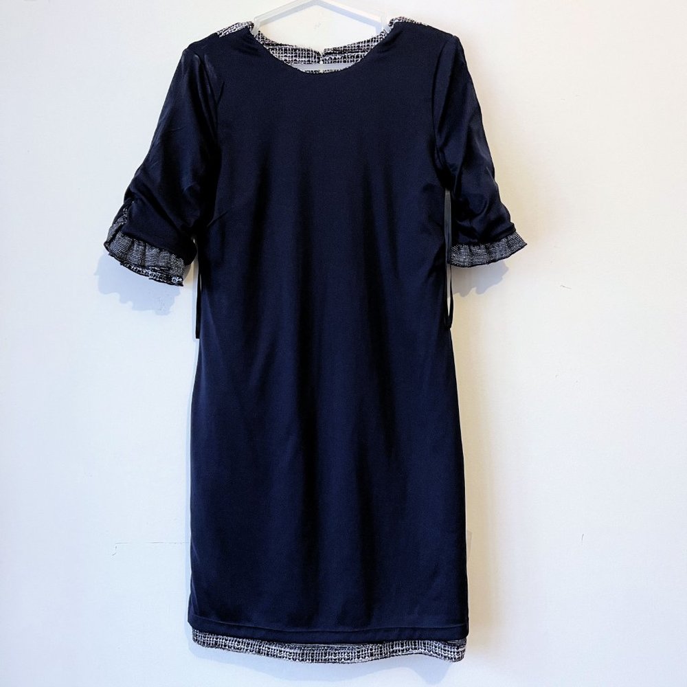 NEW! Karl Lagerfeld Paris Ruffle Pearl Trim Sleeve Dress- Size 4 - Picture 7 of 13